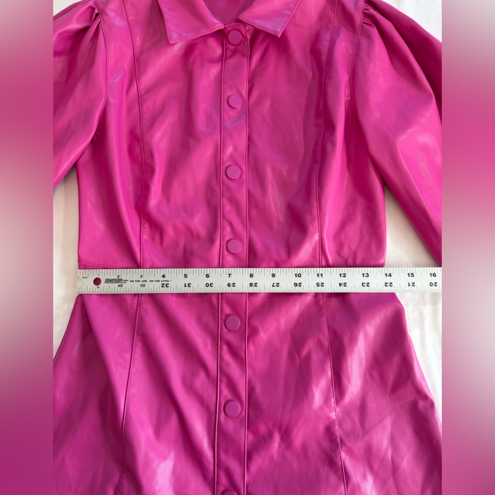 Karlie Faux Leather Dress Faux pink size S puffy sleeves - Picture 10 of 12
